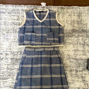 Never worn blue checker 2 piece